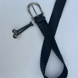 Women’s Black Woven Leather Belt-Michael Kors